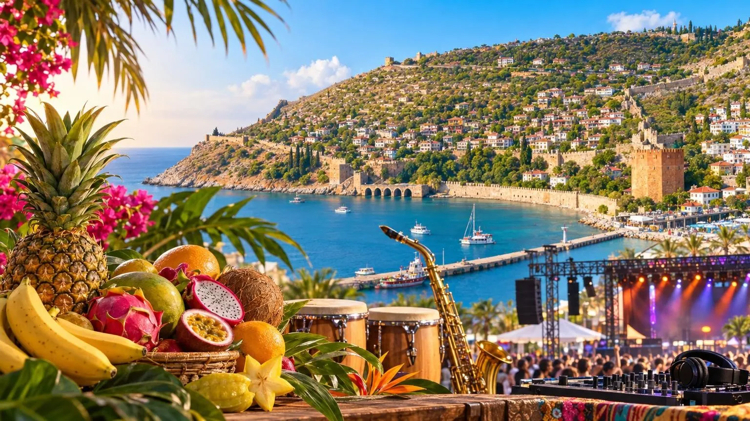 Alanya Tropikal Meyve Festivali’nde üç gün konser ve DJ performansları — Yapay zekâ ile oluşturulmuş temsili görsel