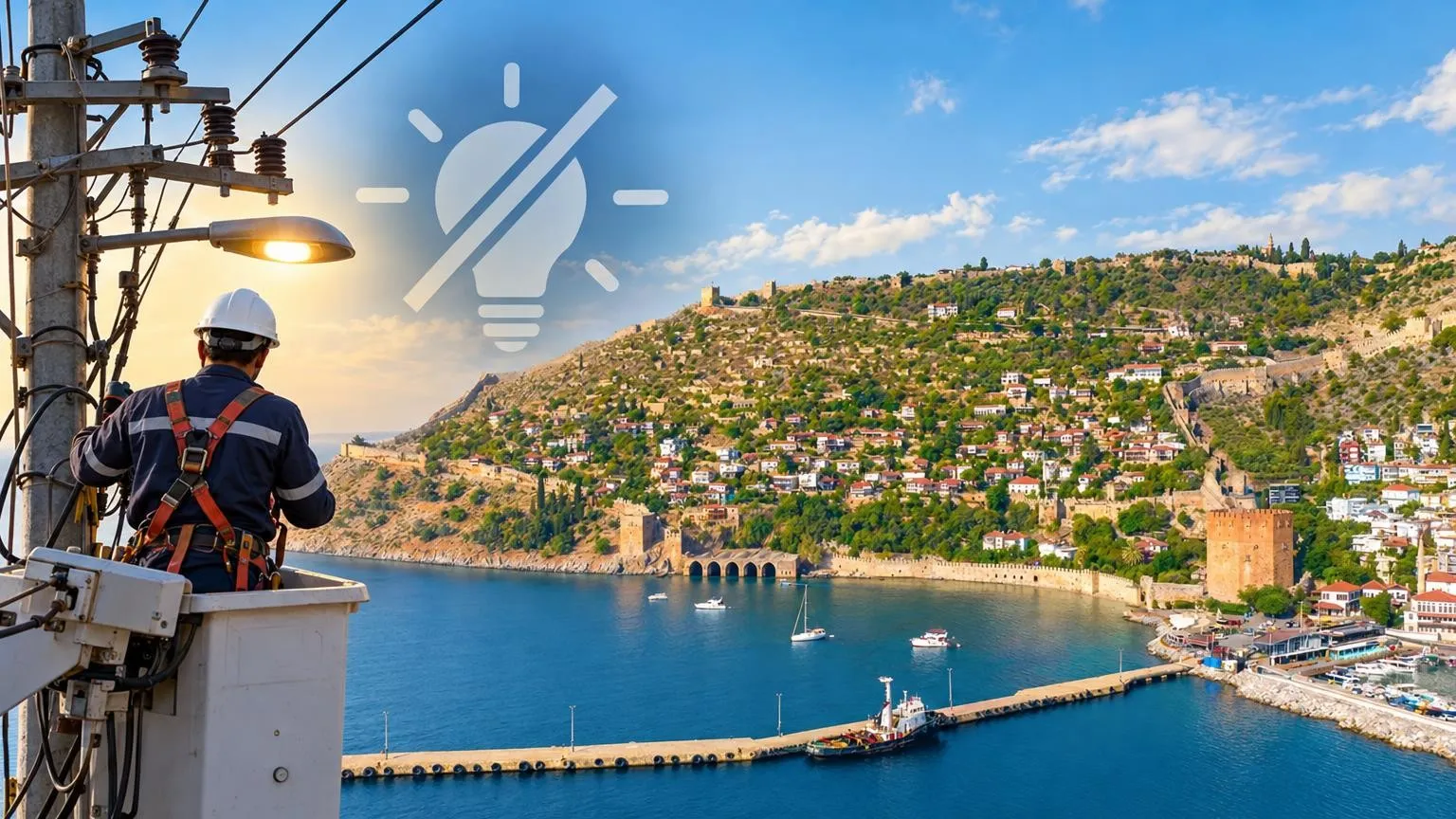 Alanya Çamlıca’da 7 Ekim’de elektrik kesintisi 7 saat sürecek — Yapay zekâ ile oluşturulmuş temsili görsel
