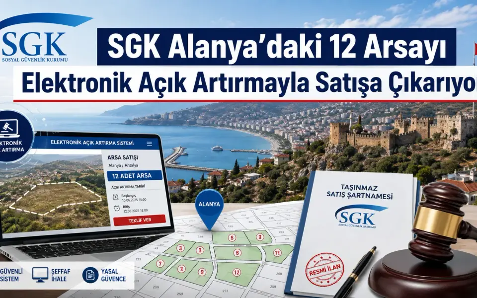SGK Alanya’da 12 arsayı satışa çıkarıyor