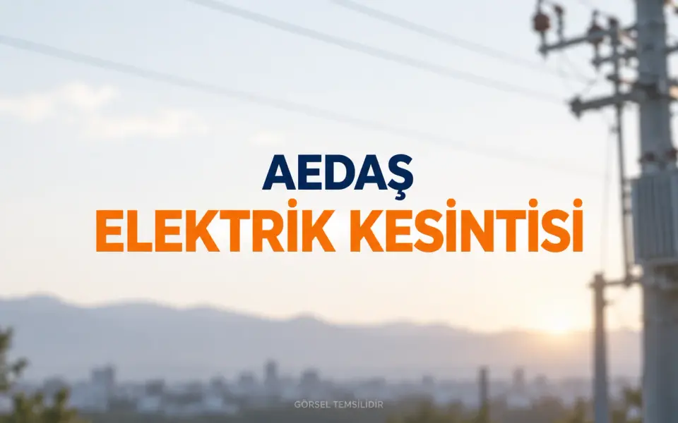 AEDAŞ elektrik kesintisi yazısı ve elektrik direği; temsilî görsel.