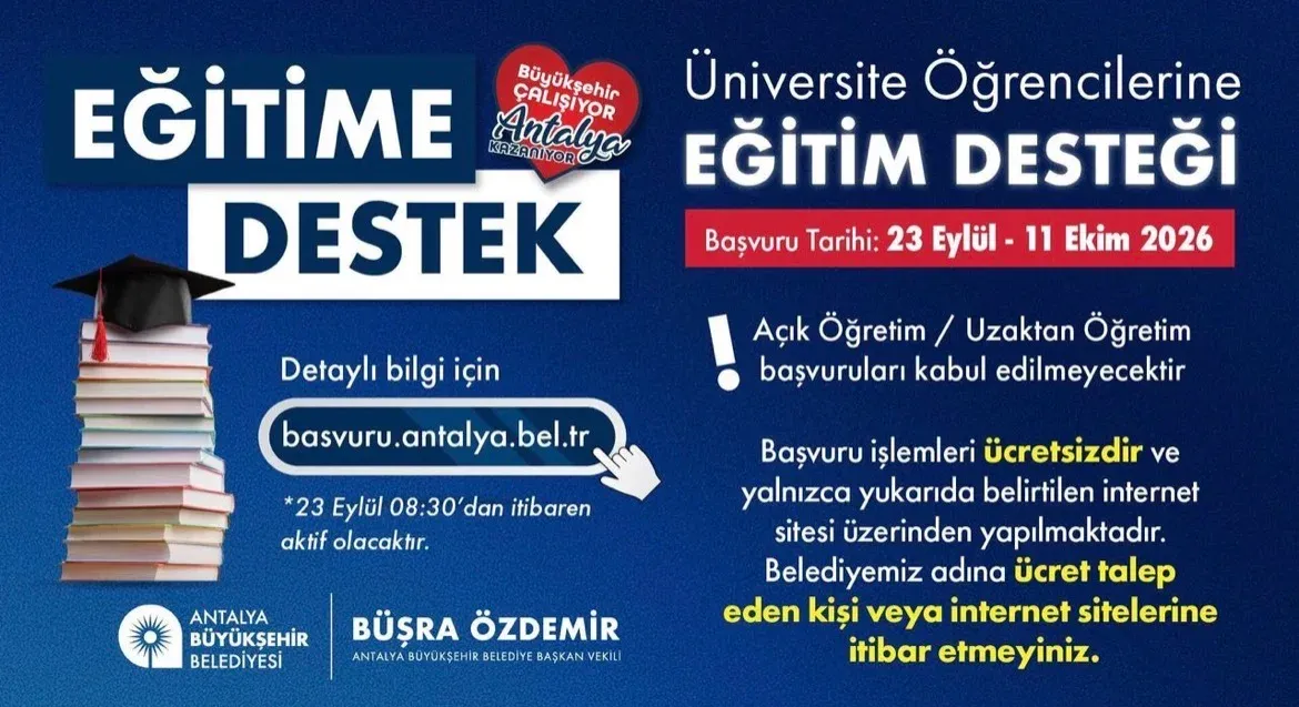 Antalya’da lisans öğrencilerine 20 bin TL eğitim desteği