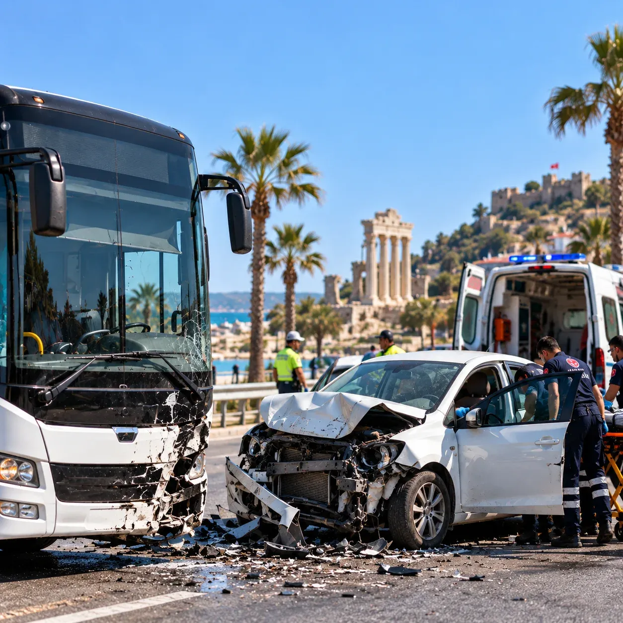 Side’de otobüs ile otomobil çarpıştı: 5 kişi yaralandı