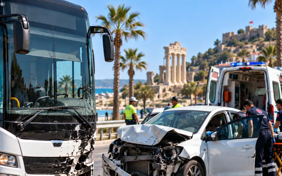 Side’de otobüs ile otomobil çarpıştı: 5 kişi yaralandı