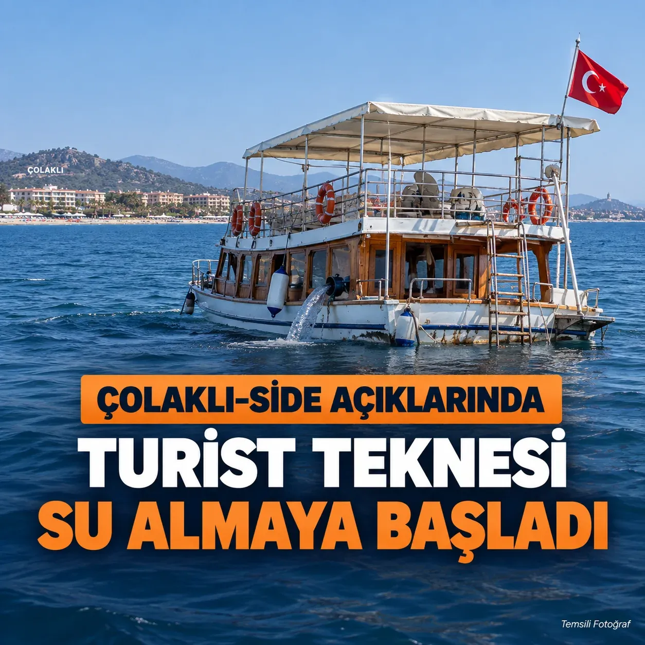 Manavgat’ta turist teknesi su aldı, yarısına kadar battı