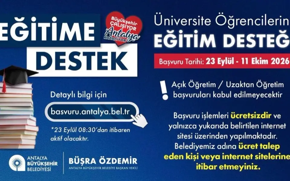 Antalya’da lisans öğrencilerine 20 bin TL eğitim desteği