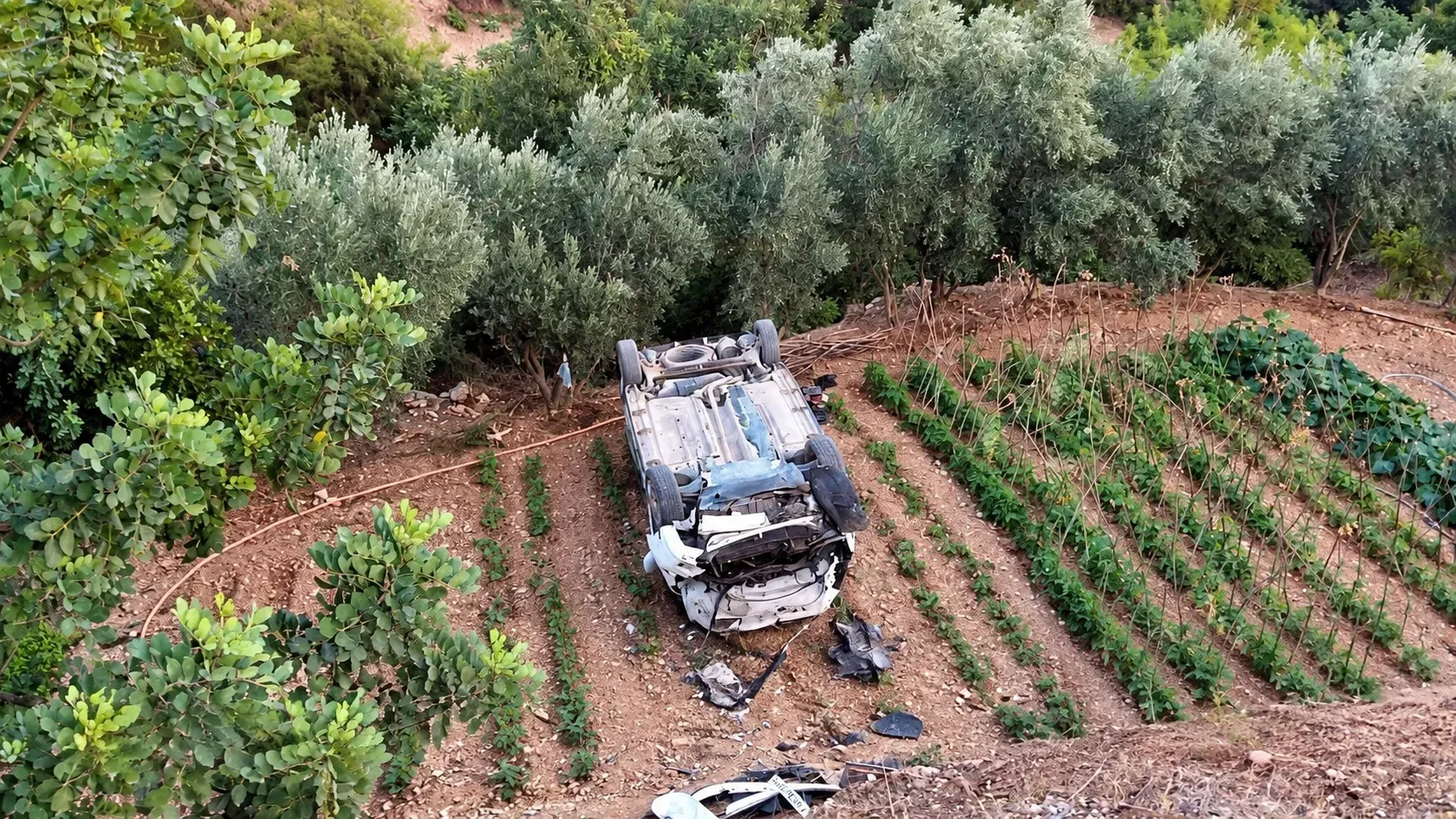 Gazipaşa'da hafif ticari araç tarlaya devrildi: 2 yaralı