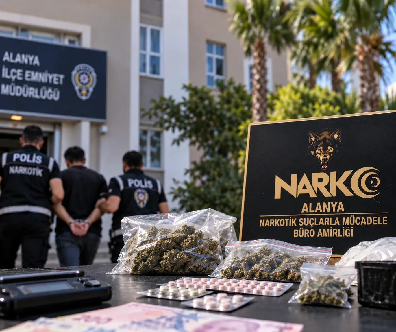 Gleichzeitige Razzien in zwei Stadtteilen von Alanya: 3 Personen ins Gefängnis gebracht