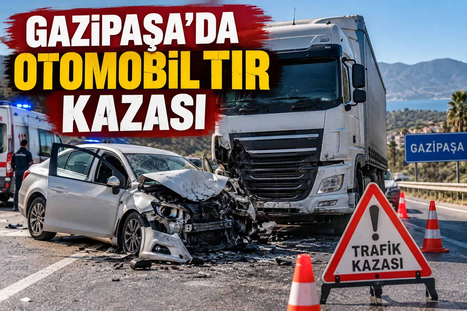 Gazipaşa D-400’de otomobil ile TIR çarpıştı: 1 yaralı