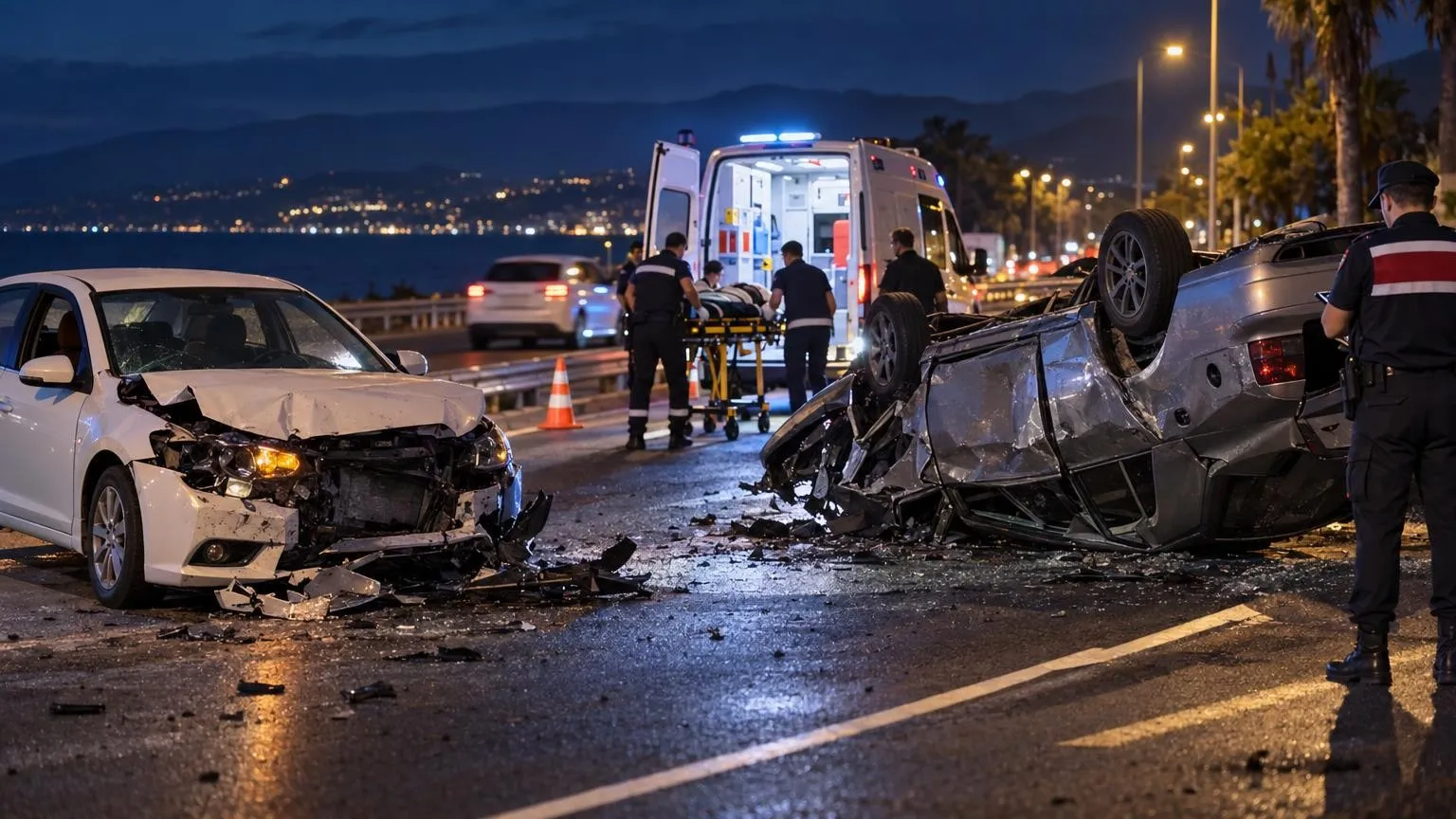 Alanya'da otomobiller çarpıştı: 2 yaralıdan birinin hayati tehlikesi var — Yapay zekâ ile oluşturulmuş temsili görsel