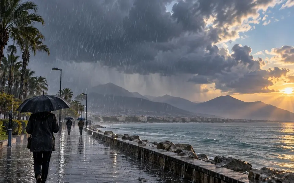 Antalya’da 29 Ekim hava tahmini: Öğle saatlerinde sağanak bekleniyor — Yapay zekâ ile oluşturulmuş temsili görsel