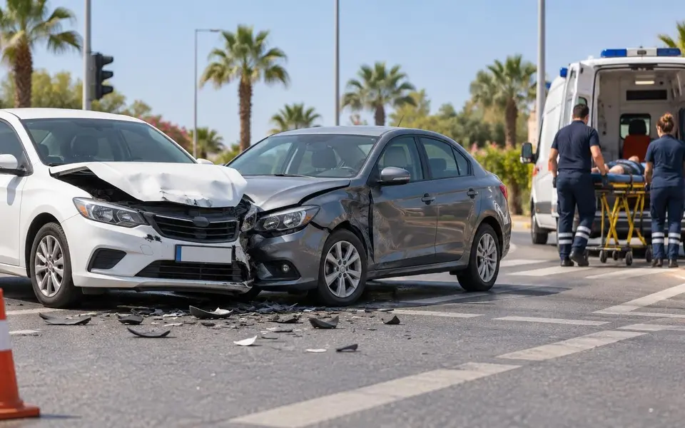 Manavgat Çolaklı’da iki otomobil çarpıştı: 3 yaralı hastaneye kaldırıldı — Yapay zekâ ile oluşturulmuş temsili görsel