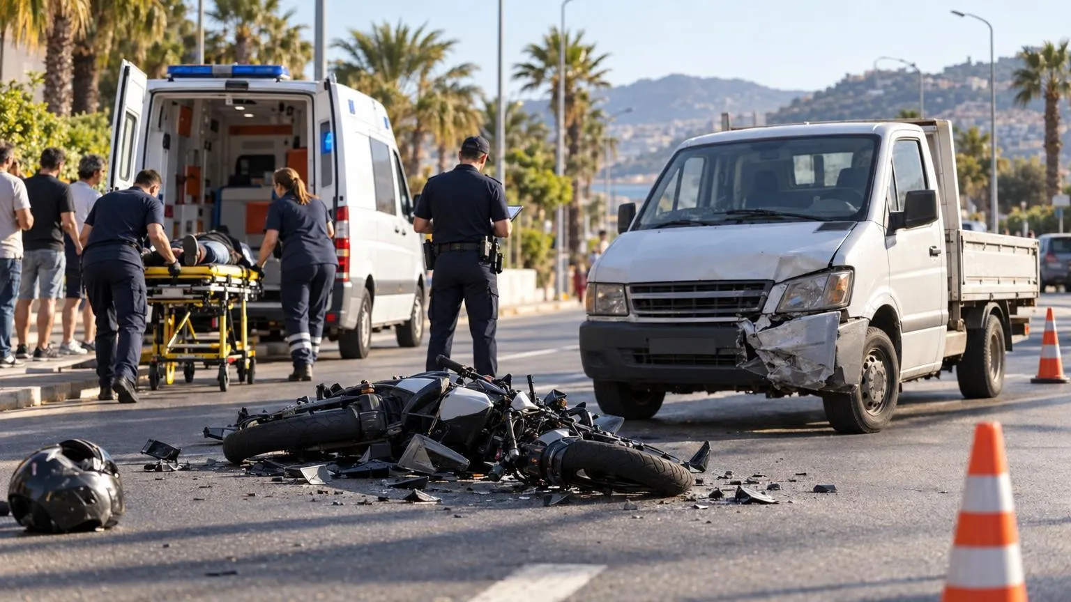 Alanya’da kamyonetle çarpışan motosikletteki 2 kişi hastaneye kaldırıldı — Yapay zekâ ile oluşturulmuş temsili görsel