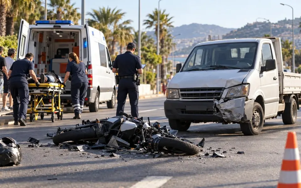 Alanya’da kamyonetle çarpışan motosikletteki 2 kişi hastaneye kaldırıldı — Yapay zekâ ile oluşturulmuş temsili görsel
