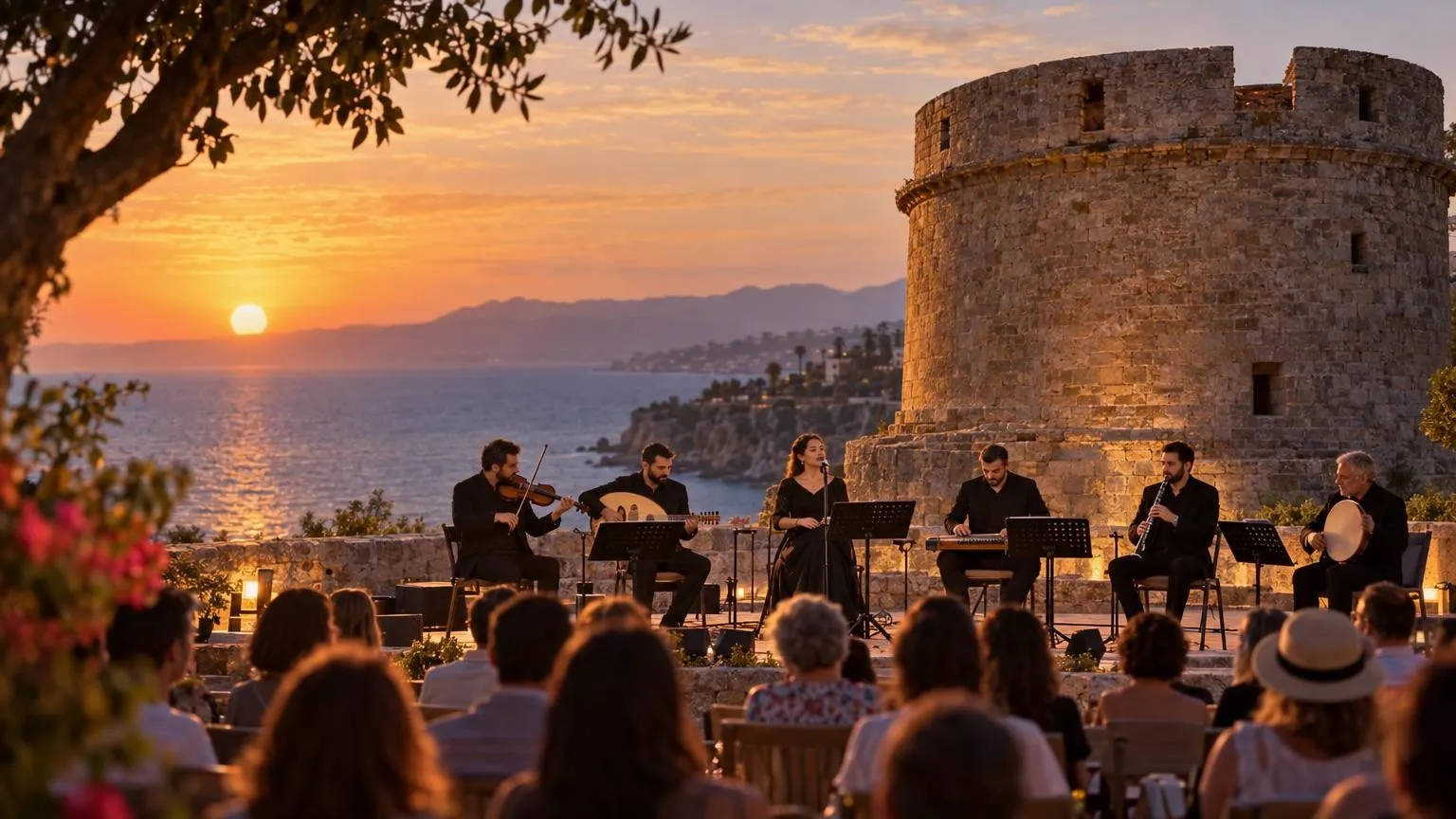 Antalya’da Türk sanat müziği konseri 14 Ekim’de Hıdırlık Kulesi’nde — Yapay zekâ ile oluşturulmuş temsili görsel
