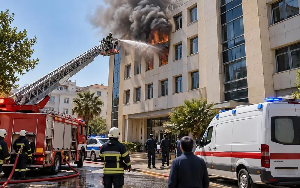 Antalya’da kültür merkezinin beşinci katındaki yangın söndürüldü — Yapay zekâ ile oluşturulmuş temsili görsel