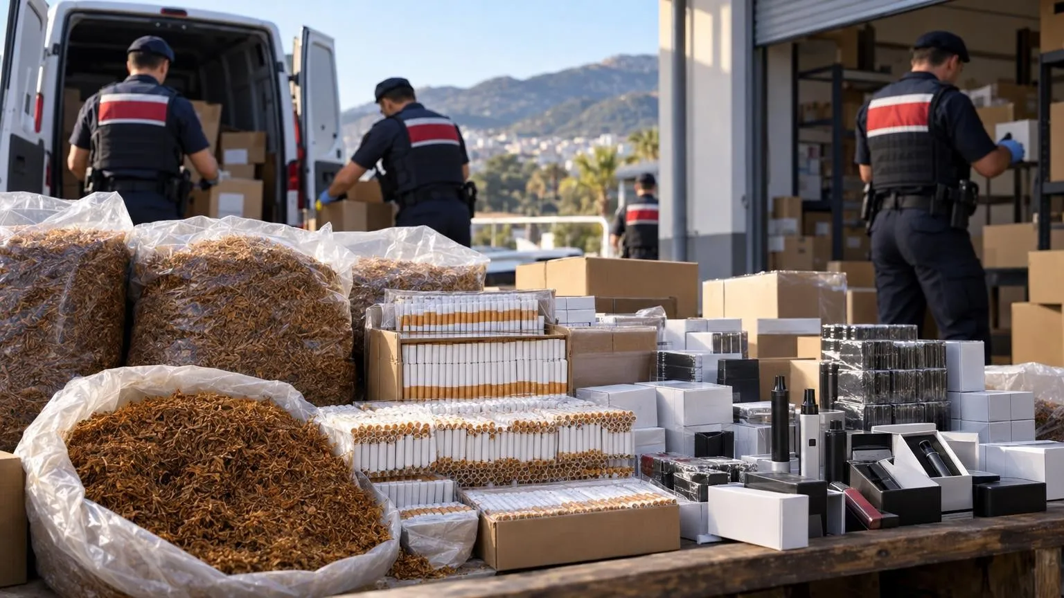 Alanya ve Aksu’da 151 kilo tütün ile 36 bin 320 dolu makaron ele geçirildi — Yapay zekâ ile oluşturulmuş temsili görsel