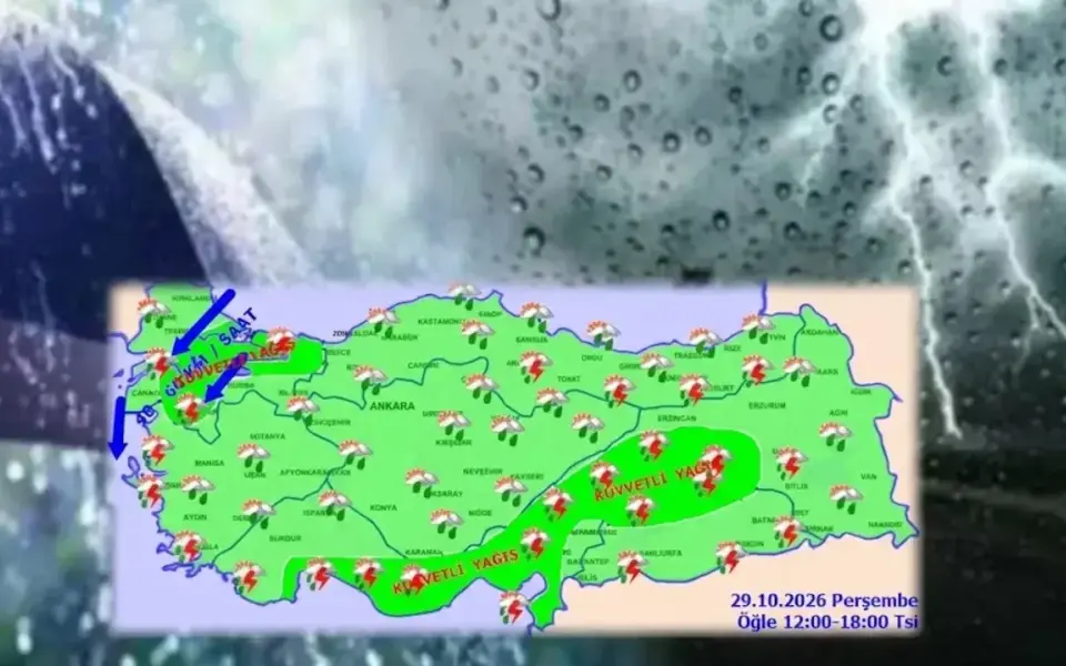 Antalya'nın doğusunda 29 Ekim'de yer yer şiddetli yağış bekleniyor