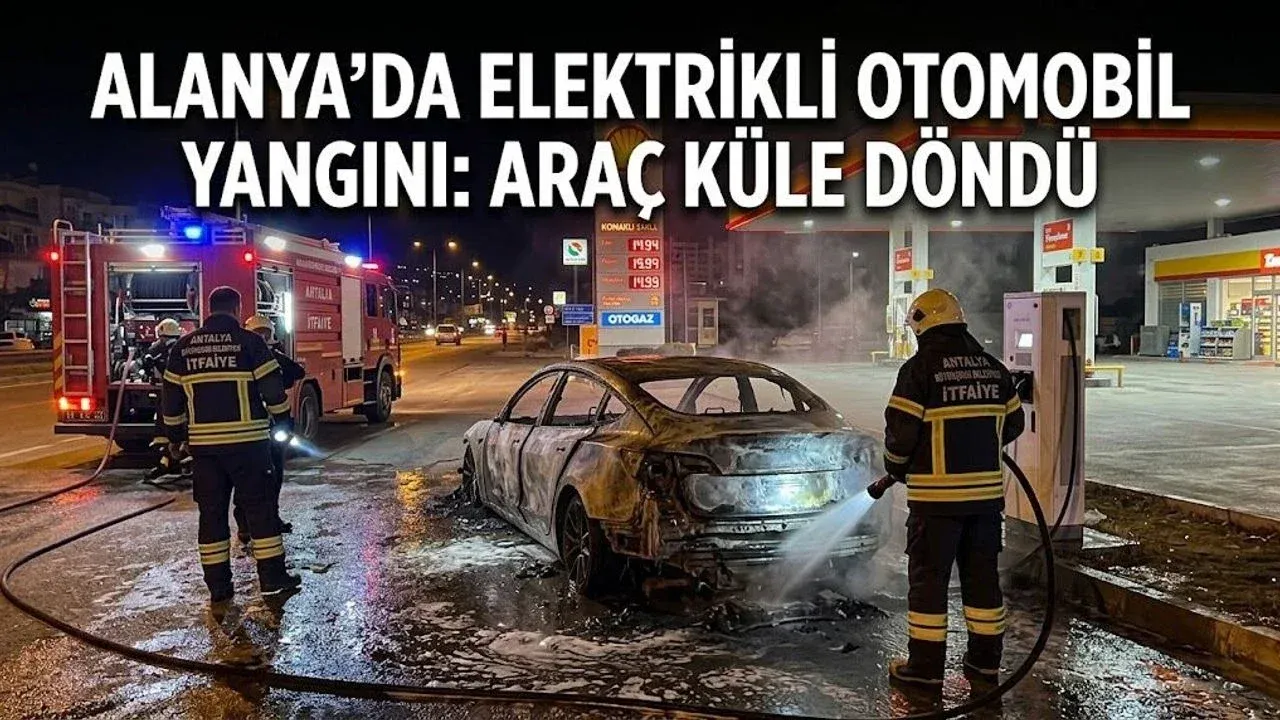 Alanya’da Korkutan Yangın: Şarj Ünitesindeki Elektrikli Otomobil Küle Döndü — Manşet Alanya