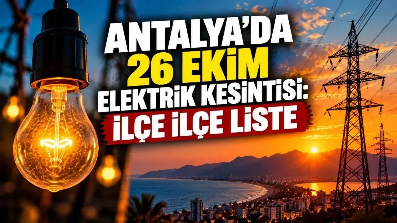 Antalya ve Alanya'da 26 Ekim'de bazı bölgelerde 7 saat elektrik kesilecek