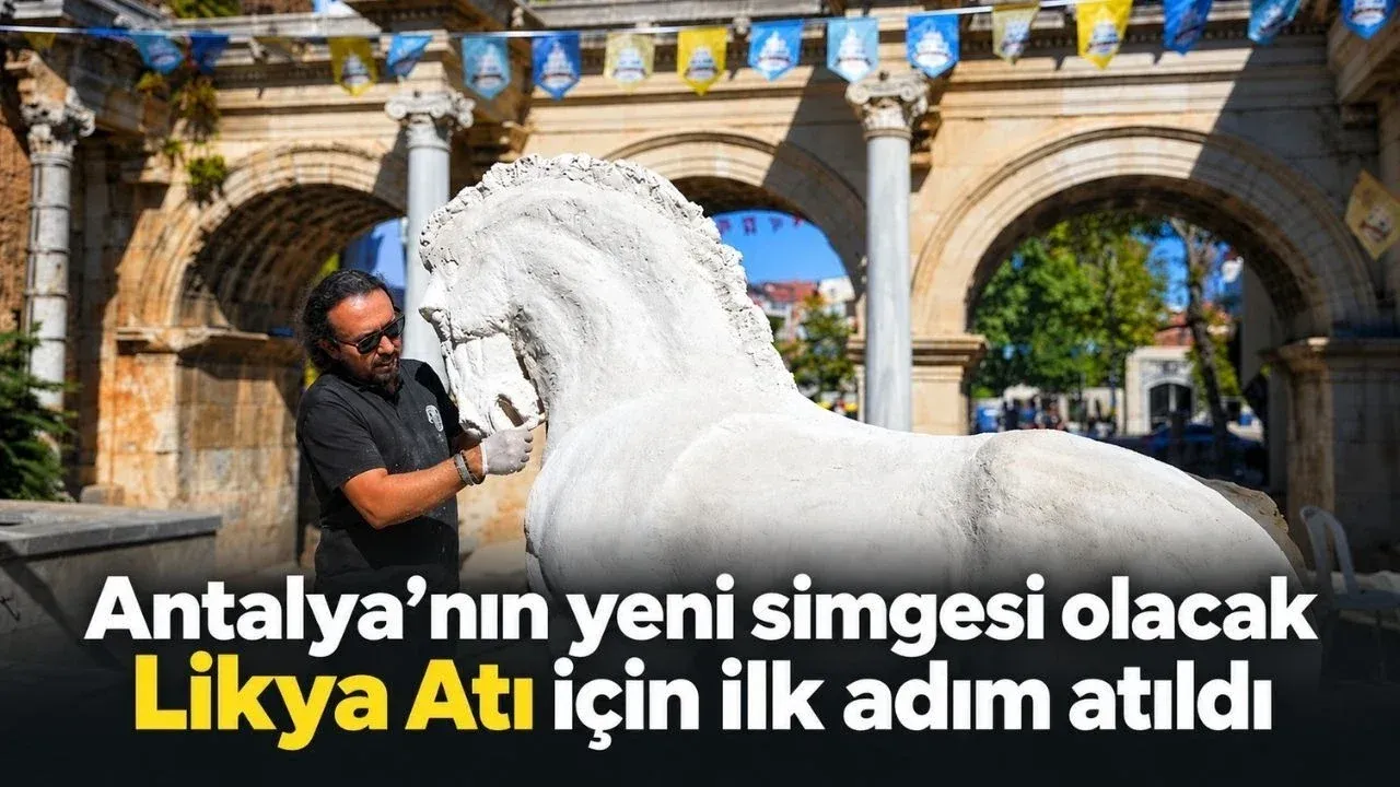 The body of the Lycian Horse statue has been completed in front of Hadrian’s Gate