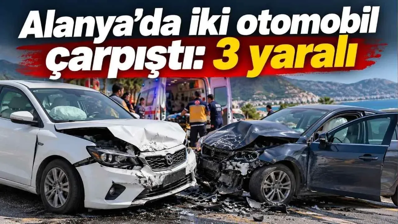 Alanya’da iki otomobil çarpıştı: 3 yaralı